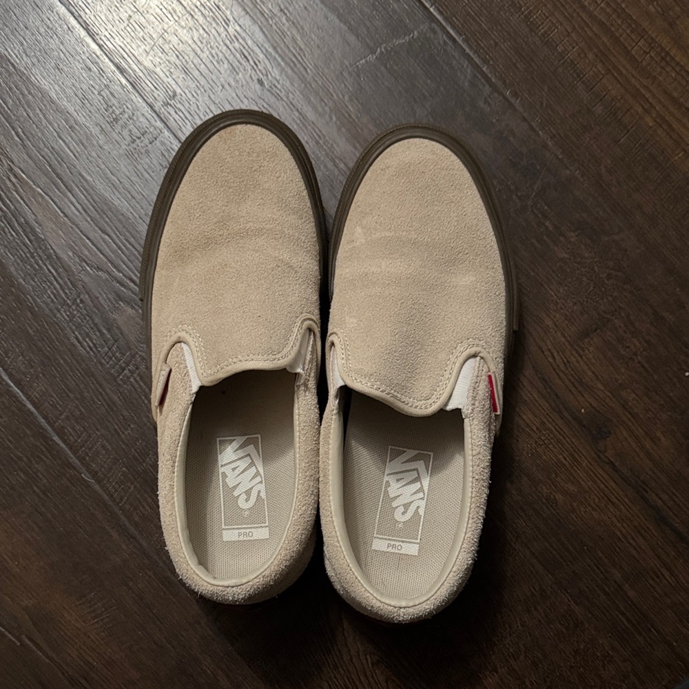 Vans Men's Beige Suede Slip-On Loafers